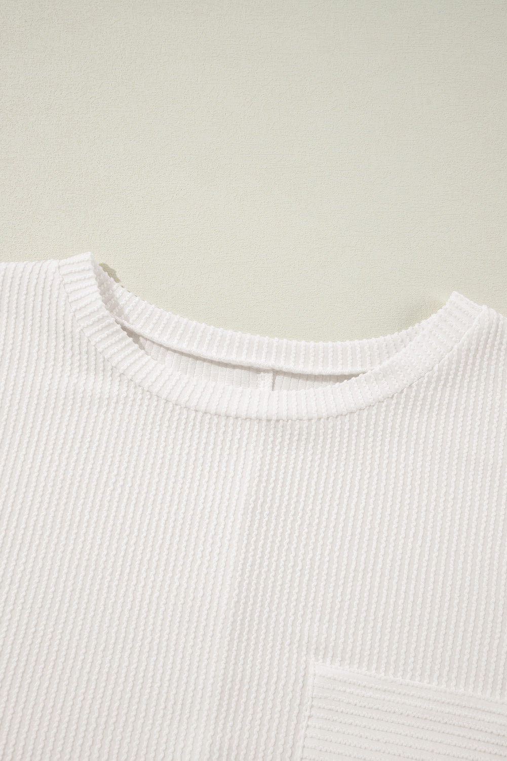 Weißes plus size geripptes strukturiertes langarm-t-shirt