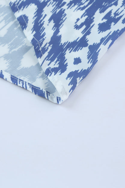 Himmelblau V-Ausschnitt Casual Geometric Print Maxikleid