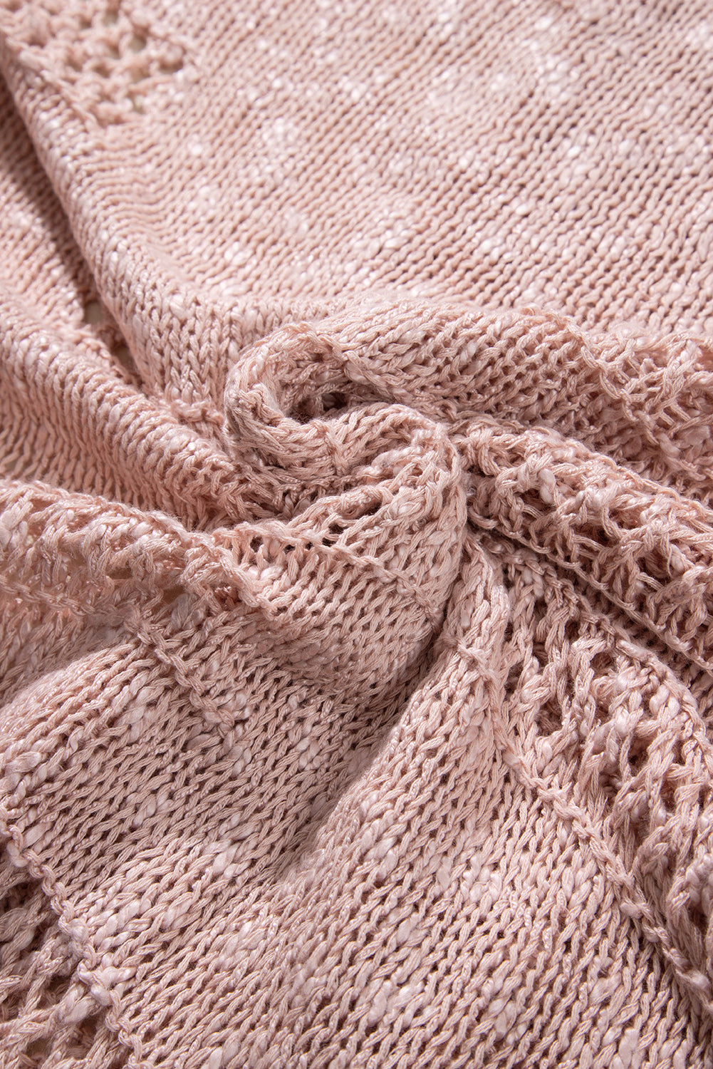 Rosa lässige strickjacke mit dolman-ärmeln und lochmuster