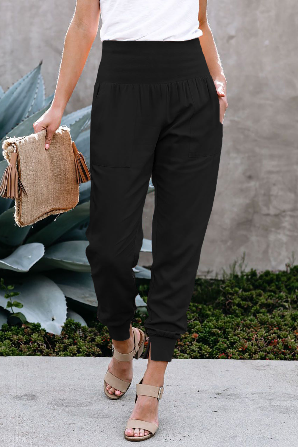 Schwarze pocketed casual jogger