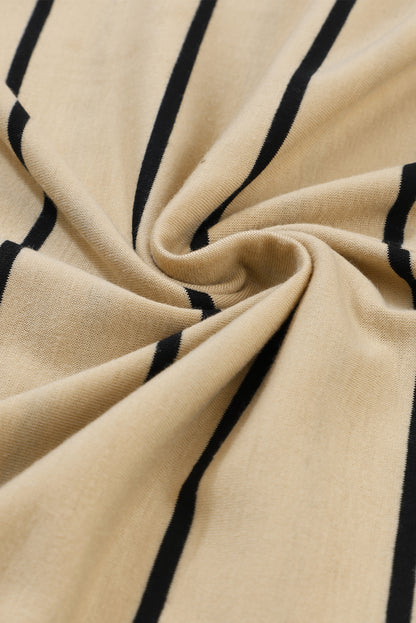 Apricot Gestreiftes Lässig geschlitztes langes Kleid