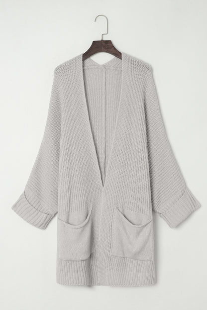 Grauer übergroßer pullover mit umgeschlagenen ärmeln cardigan