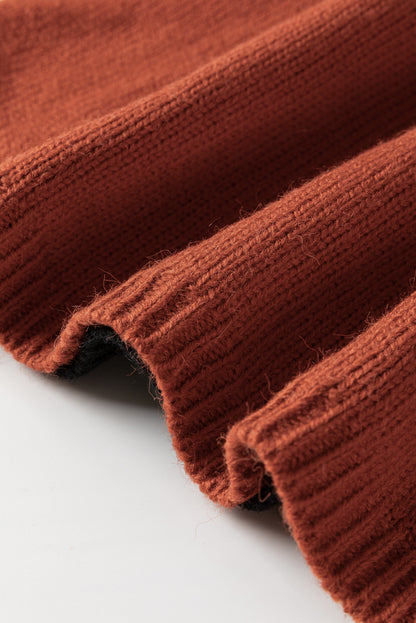 Clay roter farbblock-rollkragenpullover mit tropfenschulter-strickpullover