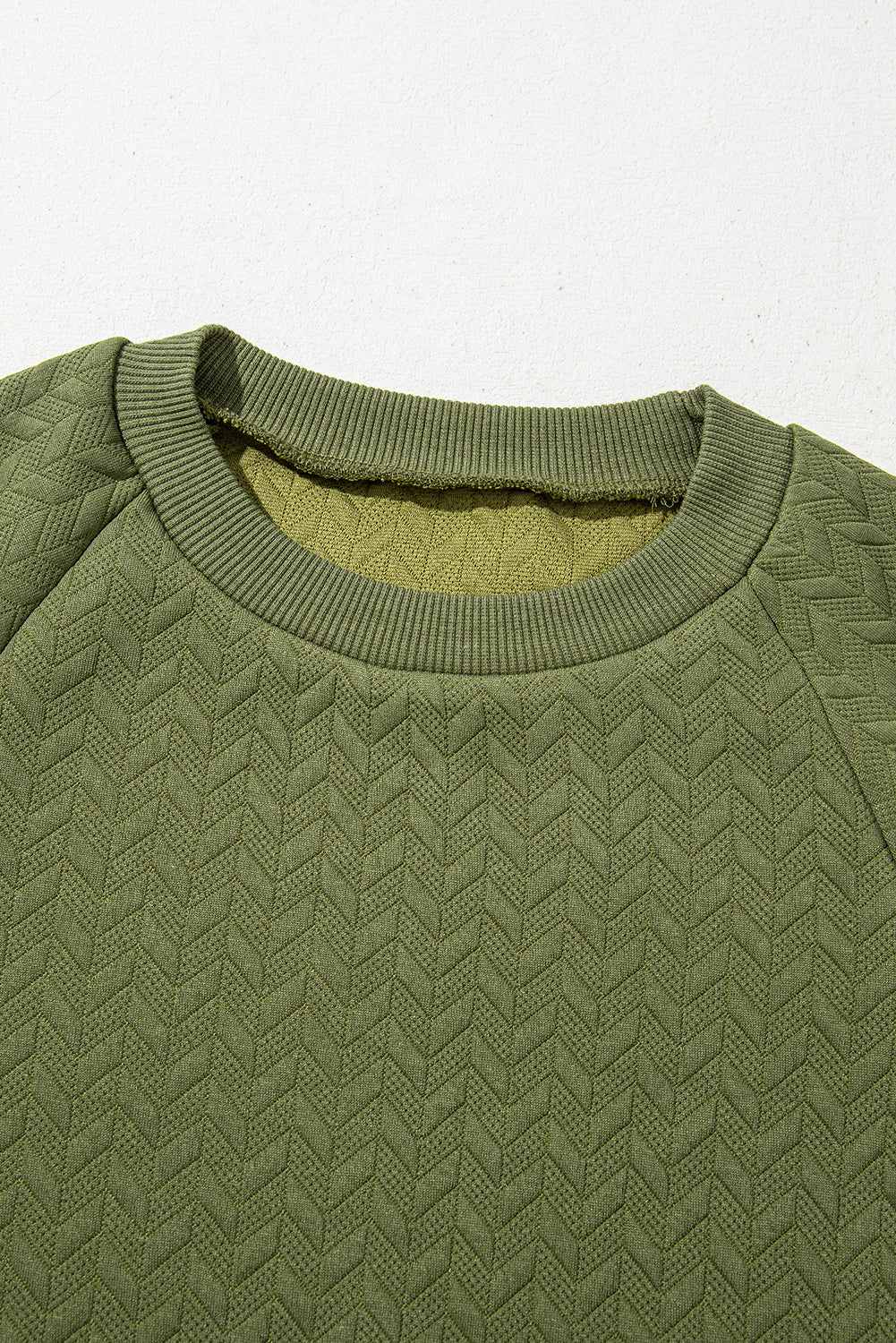 Dschungel grün solide strukturierte raglanärmel pullover sweatshirt