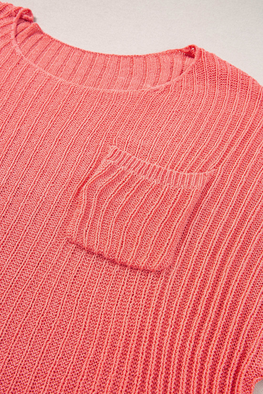 Fresh salmon rolled cuffs lose gestricktes tee mit schlitzen