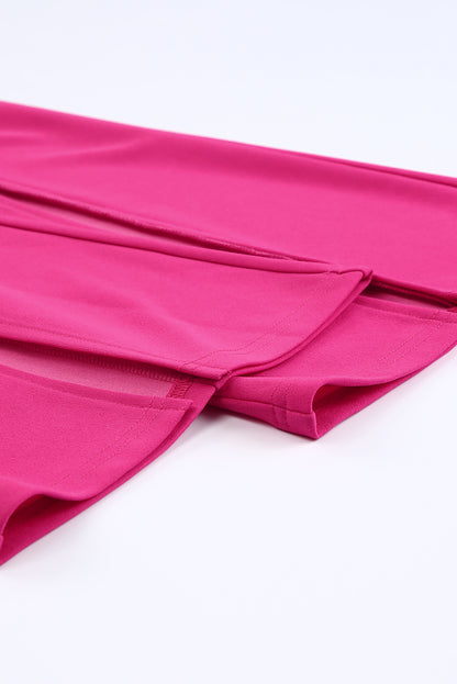 Rose hose mit geteiltem saum und hoher taille