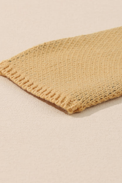 Camel fuzzy cheetah akzent rundhalsausschnitt pullover