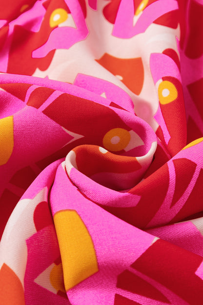 Erdbeerrosa geo-print maxikleid mit v-ausschnitt