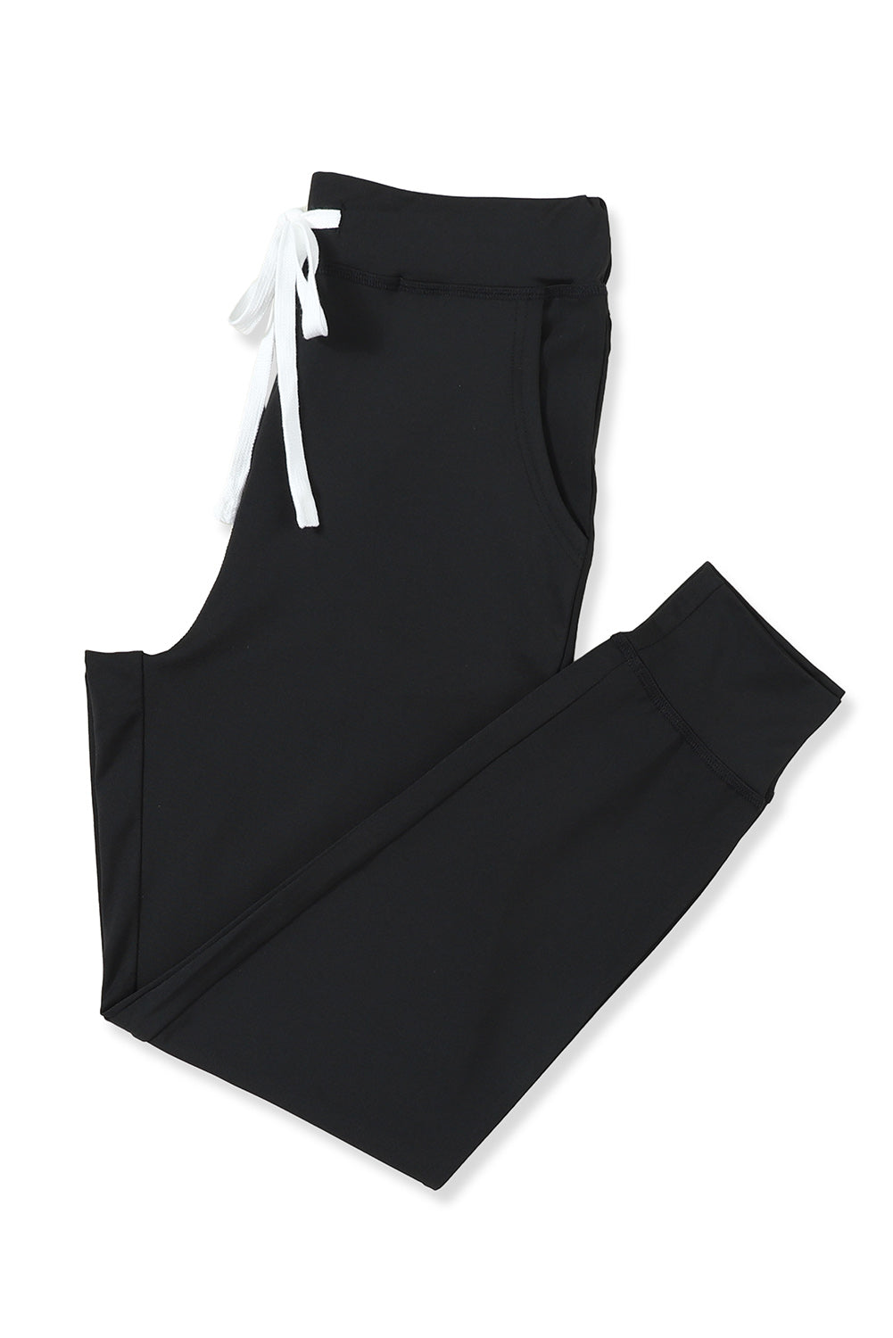 Schwarze jogginghose mit kordelzug an der taille