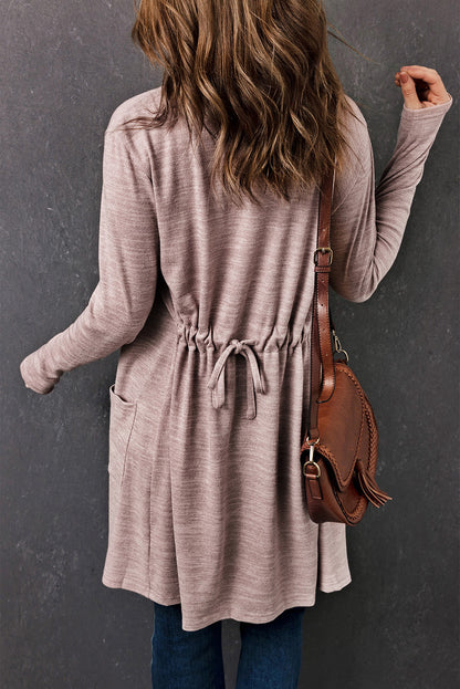 Rosa tunika mit offener vorderseite strickjacke mit taschen