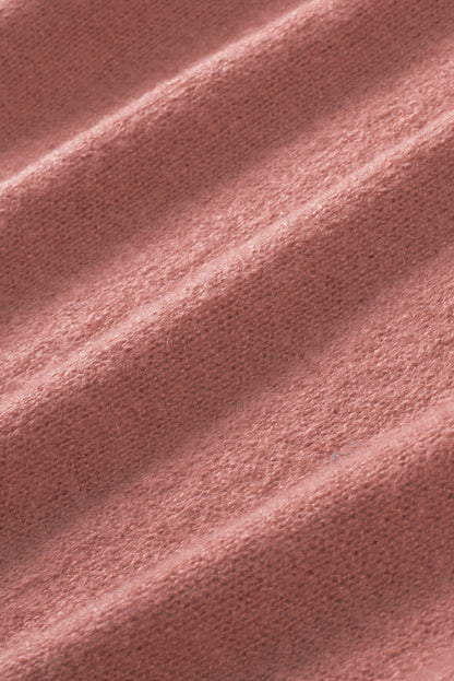 Unifarbener pullover mit puffärmeln und taschen
