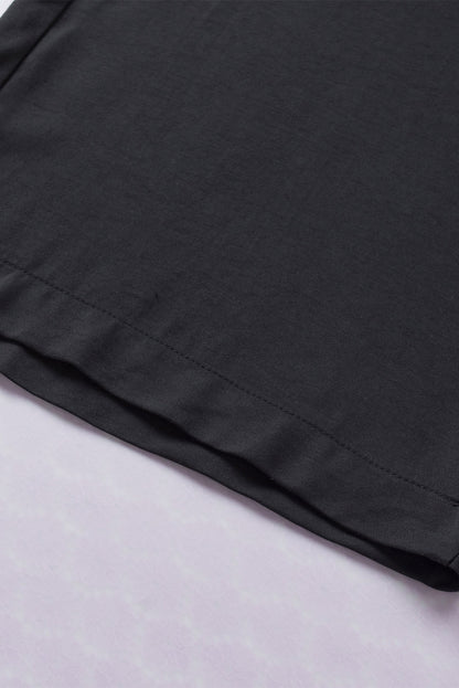 Schwarzer kordelzug elastische taille lässige hose mit weitem bein
