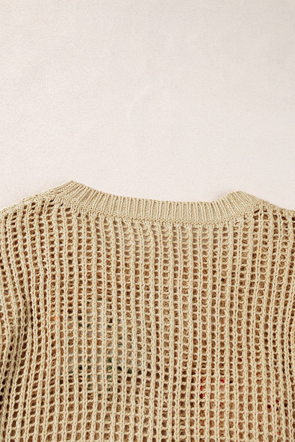 Helles french beige häkelblumen-hohlsaum-pullover-t-shirt