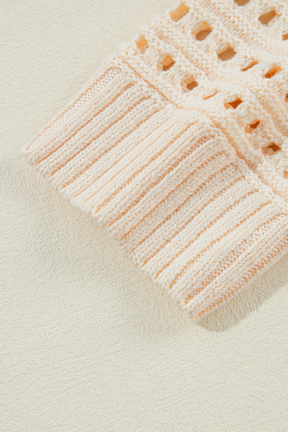 Aprikosenfarbener, offen gestrickter duster cardigan