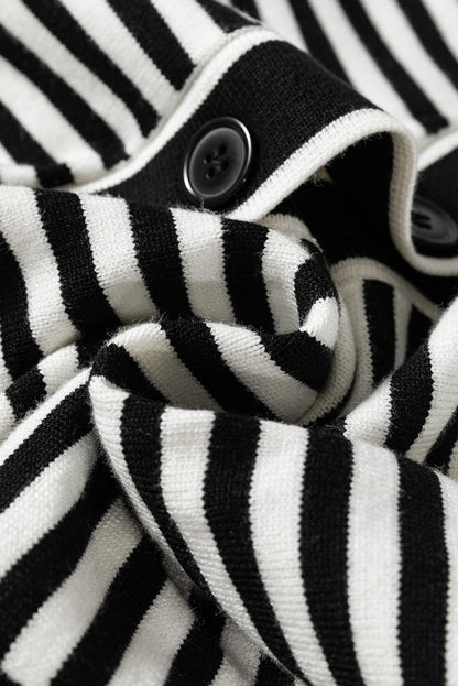 Schwarz gestreifte langarm-tunika-strickjacke