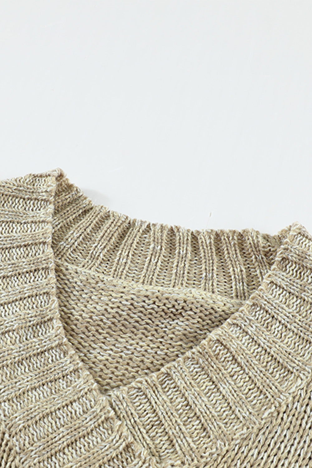 Grauer v-ausschnitt drop shoulder strickpullover