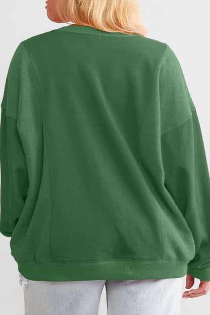 Grünes Sweatshirt Damen in Übergröße mit Rundhalsausschnitt Damen