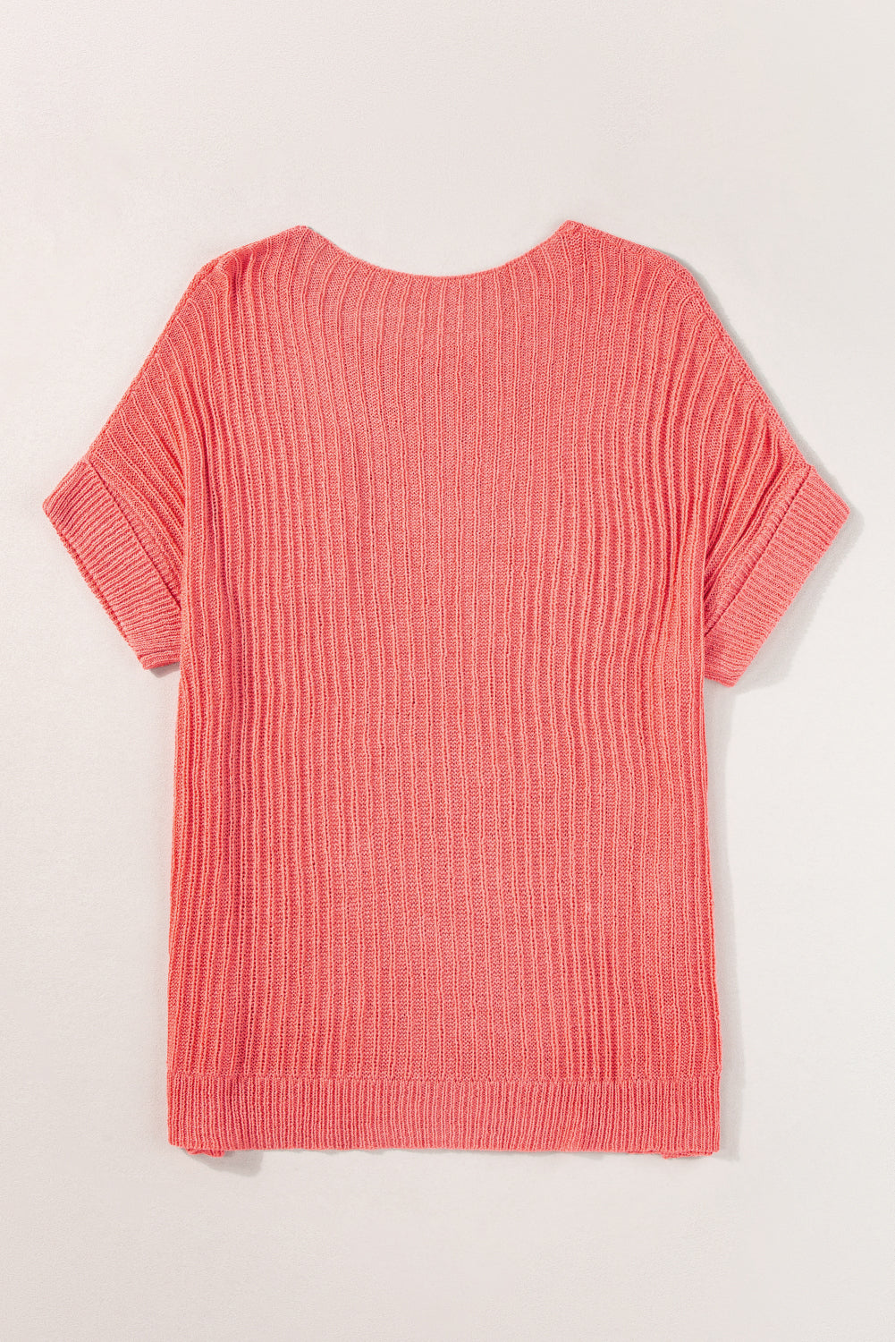 Fresh salmon rolled cuffs lose gestricktes tee mit schlitzen