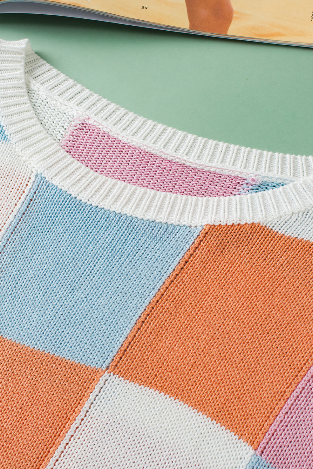Grapefruit orange color block cap sleeve pullover