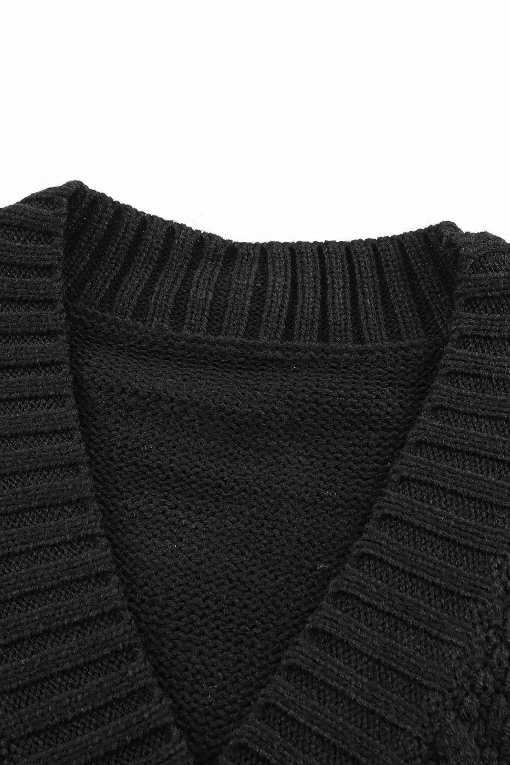 Schwarz fronttaschen knöpfe strukturierte strickjacke