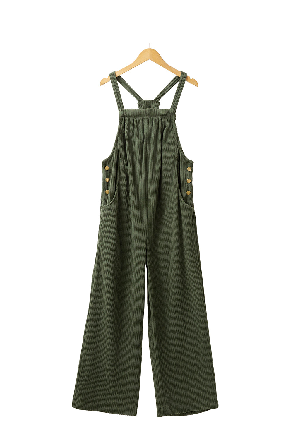 Dschungel grün solid pocketed loose fit kord overall