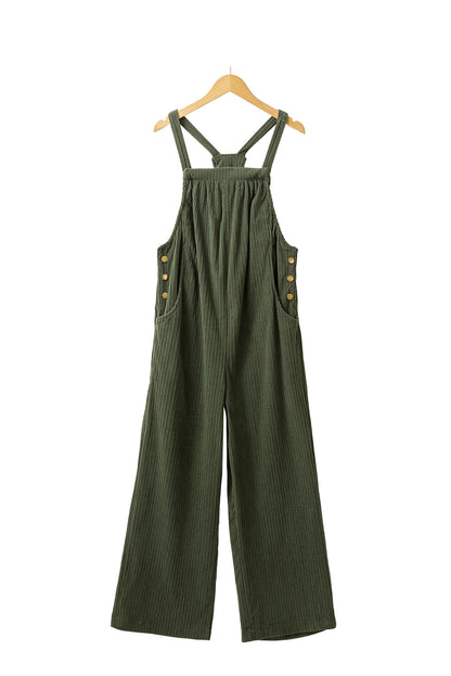 Dschungel grün solid pocketed loose fit kord overall