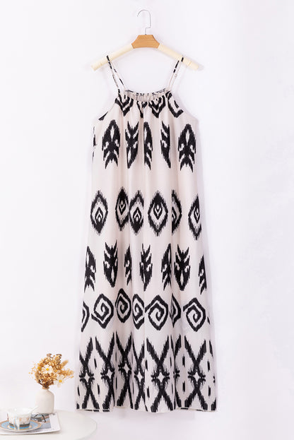 Schwarzes Western Azteken bedrucktes Sommerkleid für den Urlaub