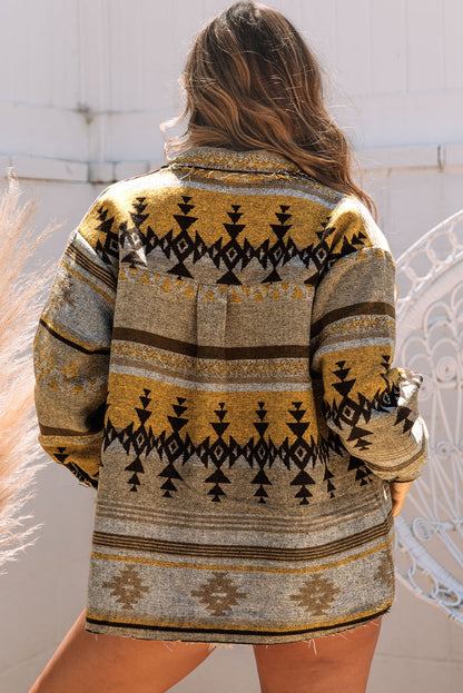 Braune westernjacke mit aztekendruck