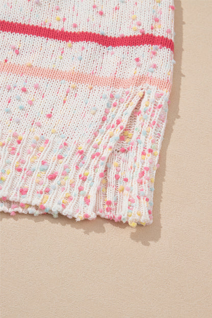 Rosa gestreifter konfetti-strickpullover