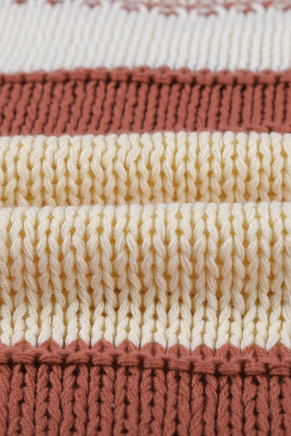 Pullover mit v-ausschnitt und gestrickten laternenärmeln