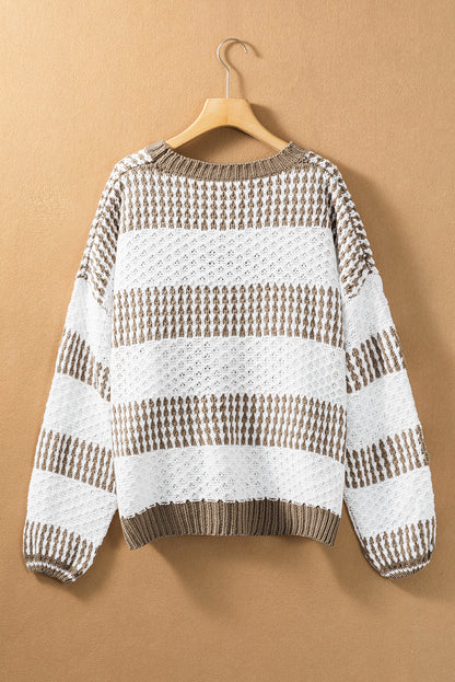 Multicolour vertikale streifen zwei töne drop shoulder pullover