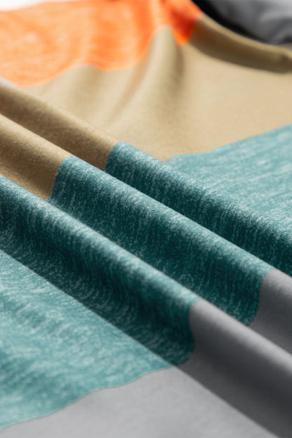 Grün gestreiftes plus size colorblock pullover top