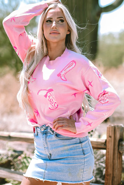 Rosa western cowboy stiefel pullover