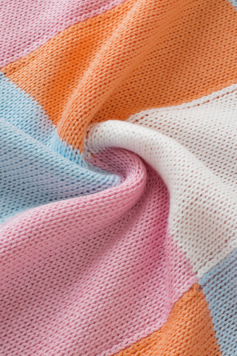 Grapefruit orange color block cap sleeve pullover