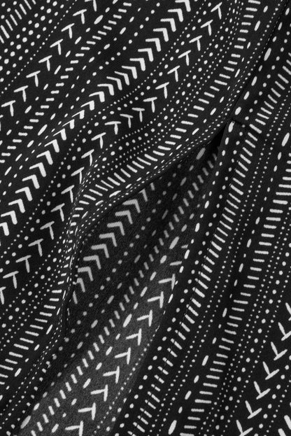 Schwarz bedruckt gestreift bedruckt schlitz weites bein hohe taille hose