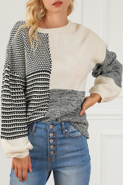 Schwarzer neutraler colorblock pullover zum binden