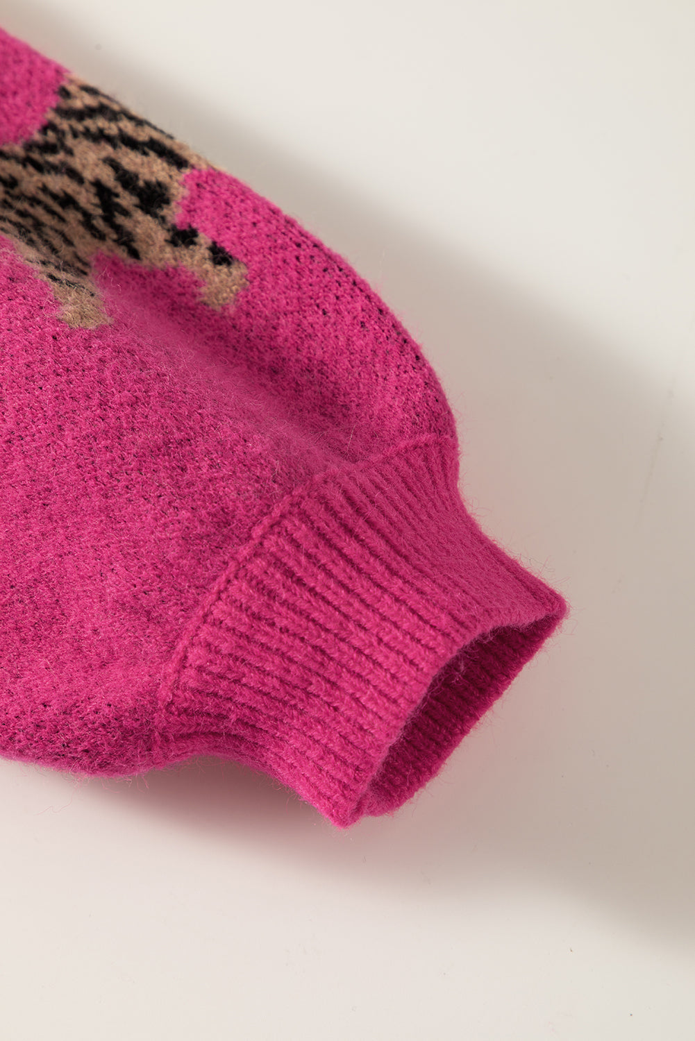 Rose rot fierce animal pattern casual pullover gestrickt