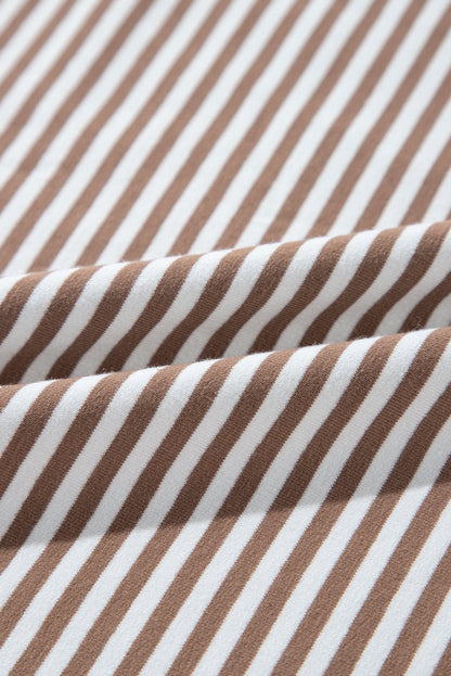 Khaki streifen patchwork armband ärmel plus größe t shirt