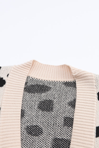 Leopardentier fleckenmuster strickjacke mit offener vorderseite