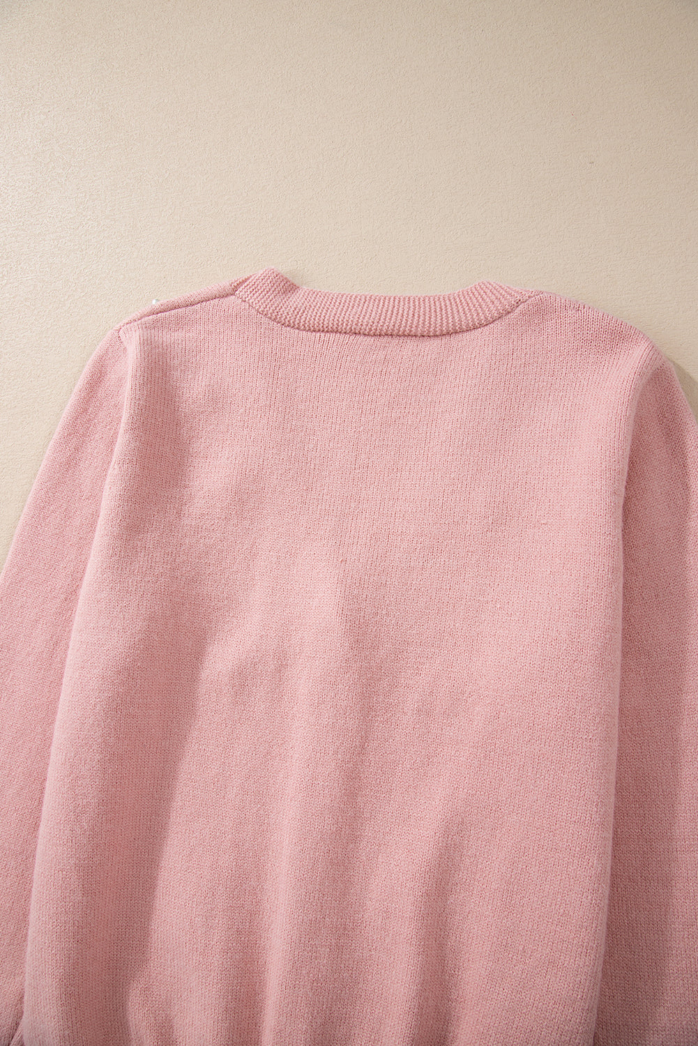 Sepia rose strukturierte strickjacke mit perlen und knopfleiste
