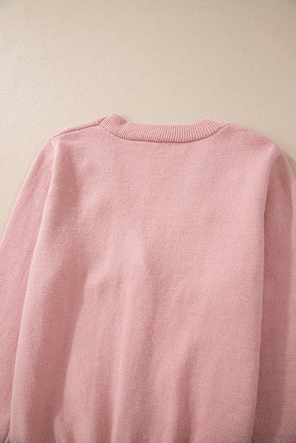 Sepia rose strukturierte strickjacke mit perlen und knopfleiste
