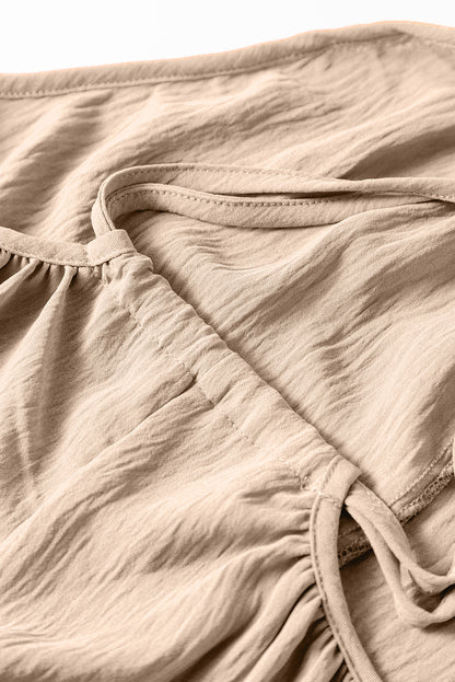 Apricot spaghettiträger taille krawatte weites bein jumpsuit mit taschen