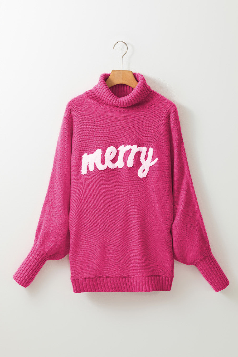 Rose merry letter gestickter pullover mit hohem ausschnitt