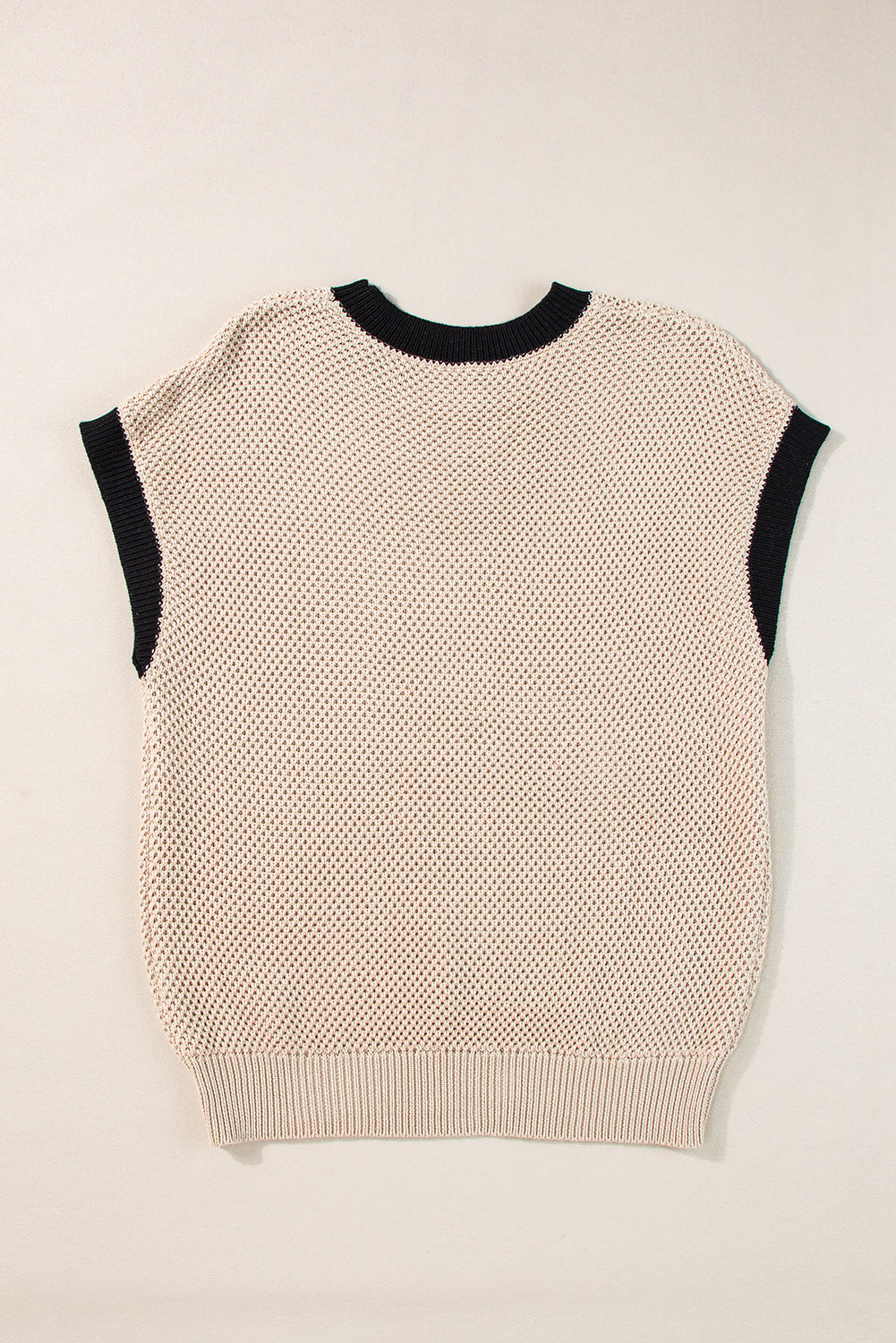 Helles french beige kontrastbesatz rundhalsausschnitt pullover top mit fledermausärmeln