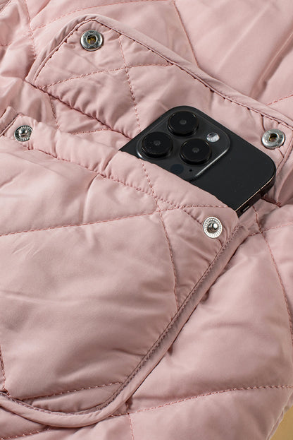 Rosa fleece gefütterte steppweste mäntel
