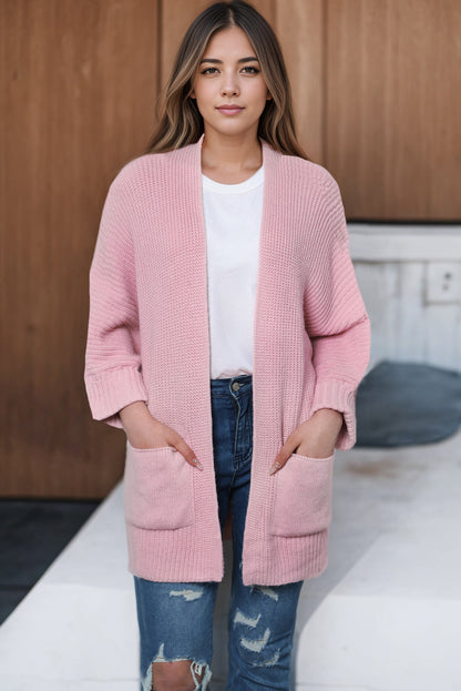 Rosa übergroßer pullover mit umgeschlagenen ärmeln cardigan