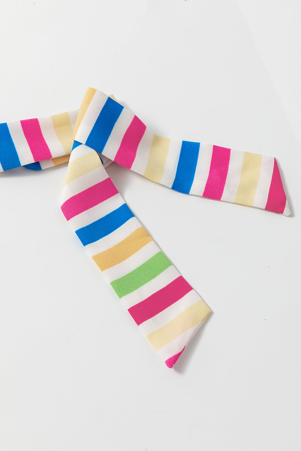 Rosenrotes gestreiftes Maxikleid mit selbstbindenden Trägern und Blumenmuster