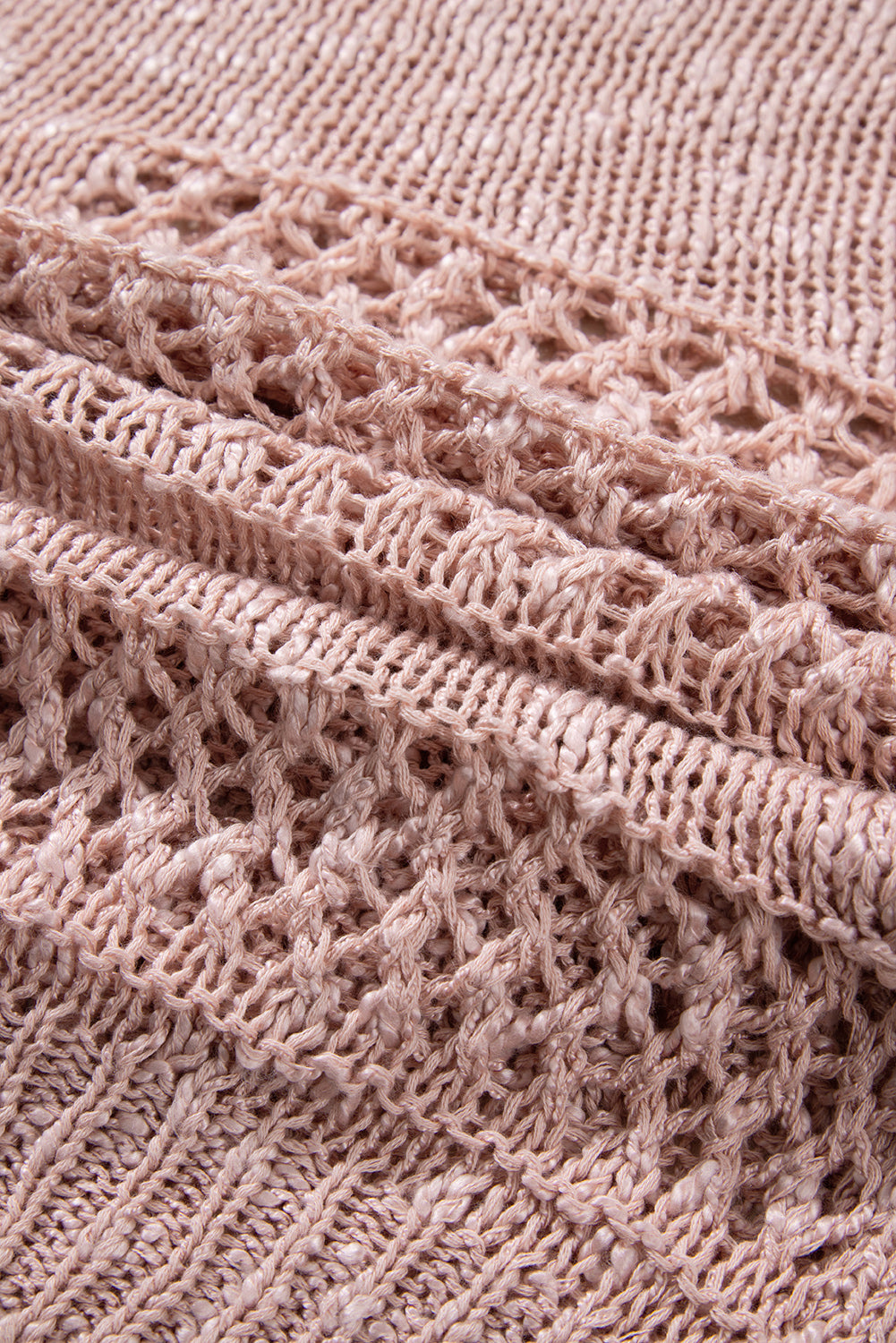 Rosa lässige strickjacke mit dolman-ärmeln und lochmuster
