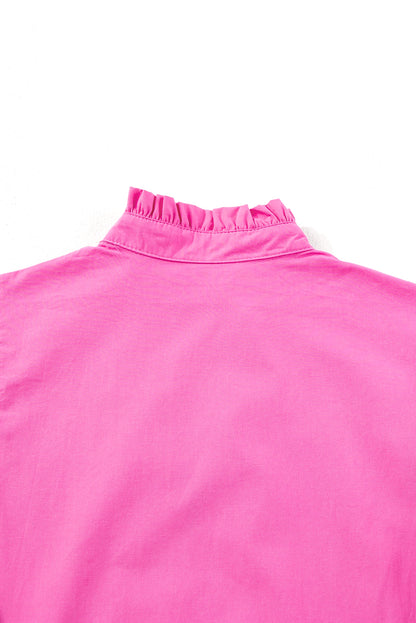 Erdbeerrosa ric rac colorblock flatterärmel v-ausschnitt ringelkleid