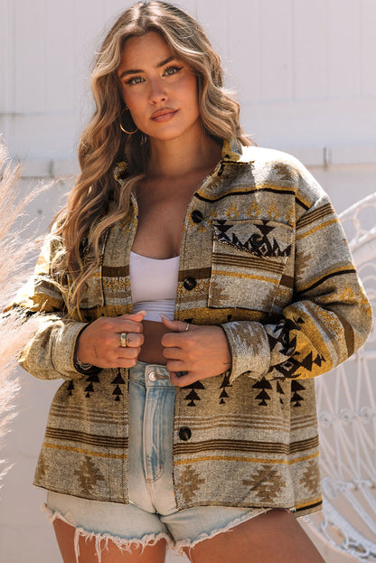 Braune westernjacke mit aztekendruck